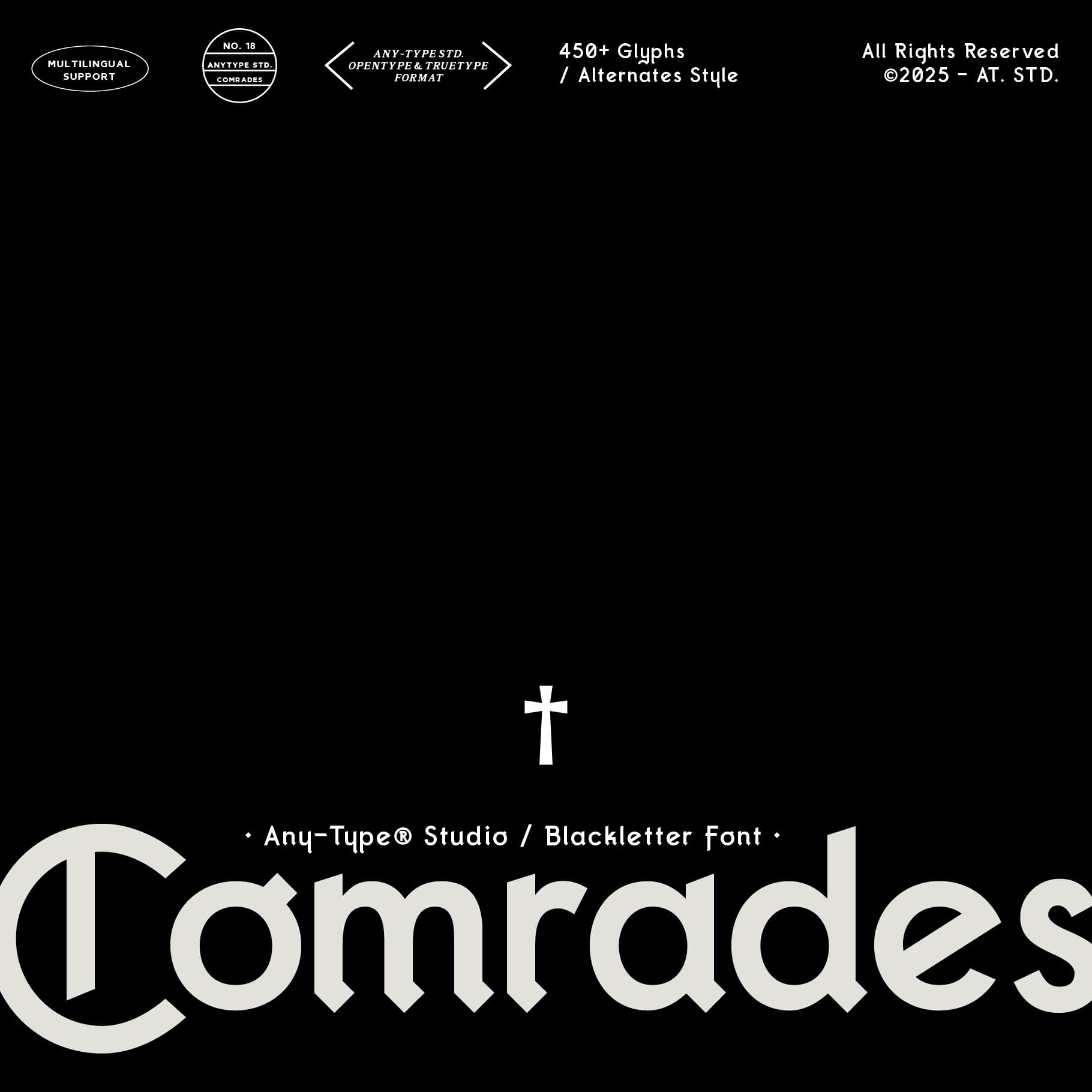 Comrades - A Bold Blackletter-Inspired Display Font cover
