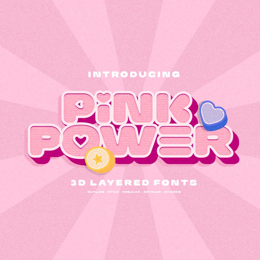 Pink Power - 3D Layered Font cover