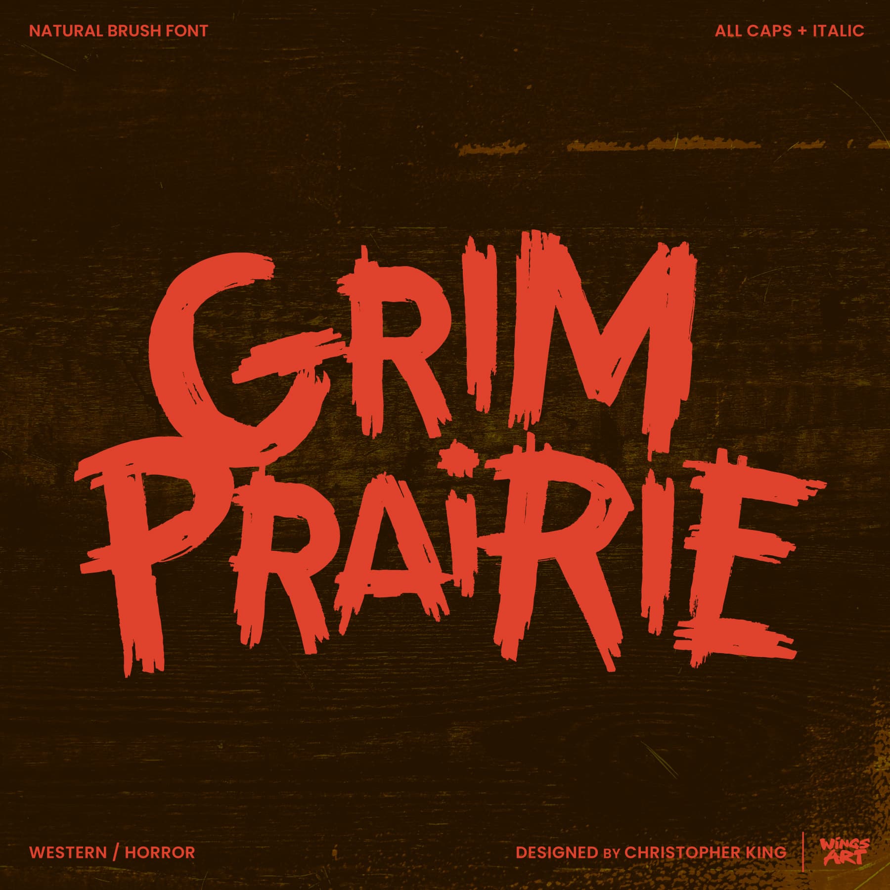 Grim Prairie: A Hand-Drawn Western Horror Brush Font cover