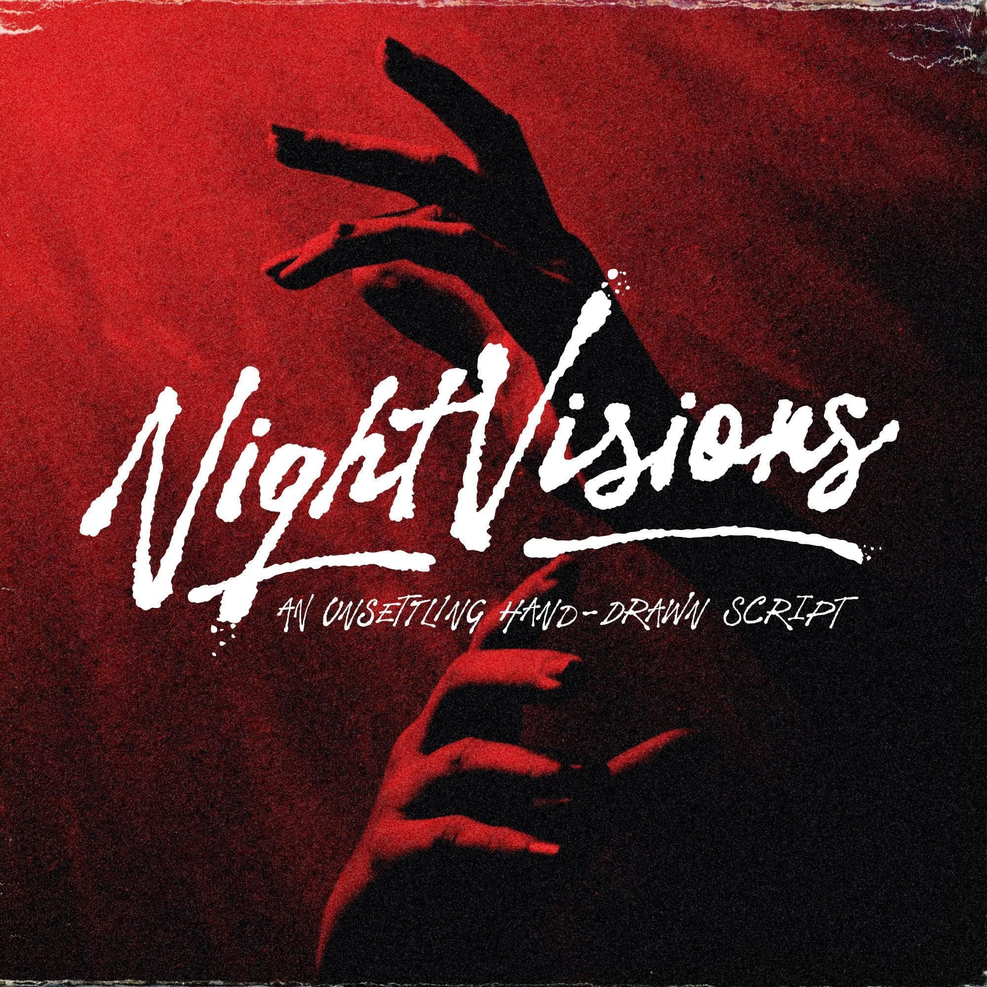 Night Visions: An Unsettling Hand-Drawn Brush Script Font cover